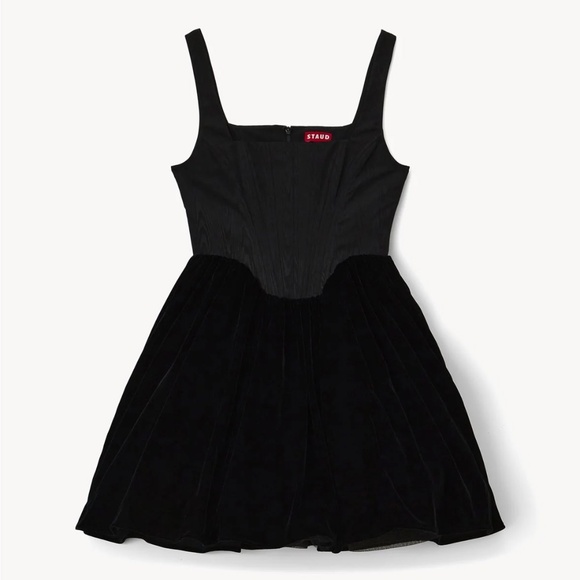 Staud Landscape Black Velvet Dress Size 8 - Picture 4 of 10